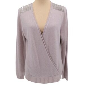AS by DF Star Child Crossover Wrap Sweater‎ Lavender Wool Blend Size M